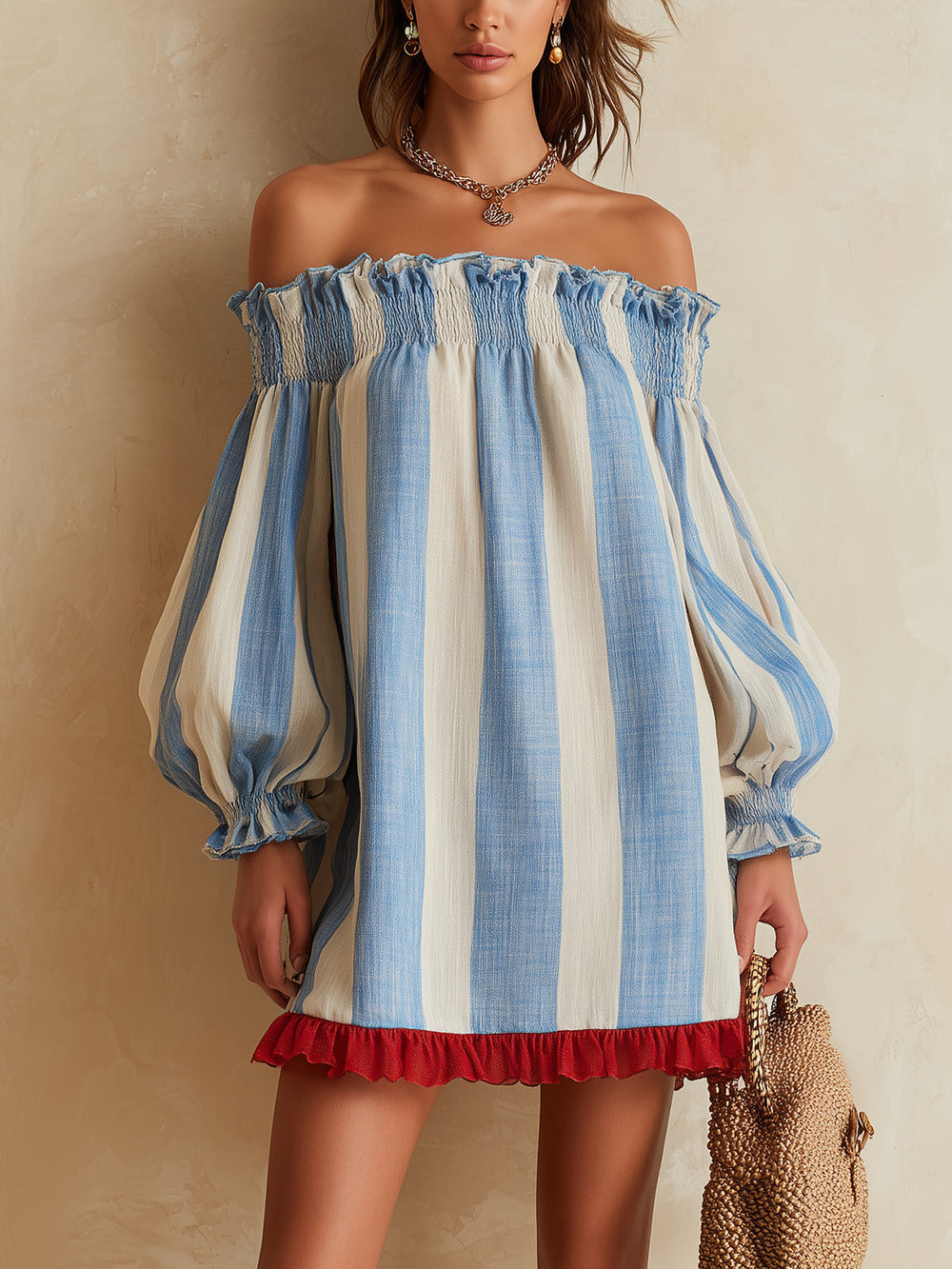 Contrast Hem Striped Mini Dress