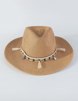 Straw Hat With Shell Tassels