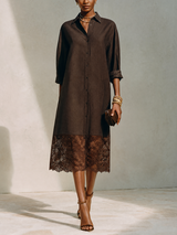 Scalloped Hem Midi Shirt Dress