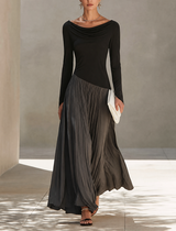 Minimalist Two-Tone Color-Block Maxi Dress