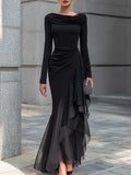 Draped Off-Shoulder Maxi Dress