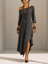 One-Shoulder High-Low Midi Dress