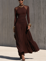 Ruched Waist Pleated Maxi Dress