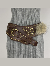 Women's Fur Belt Retro Versatile Faux Leather Belt