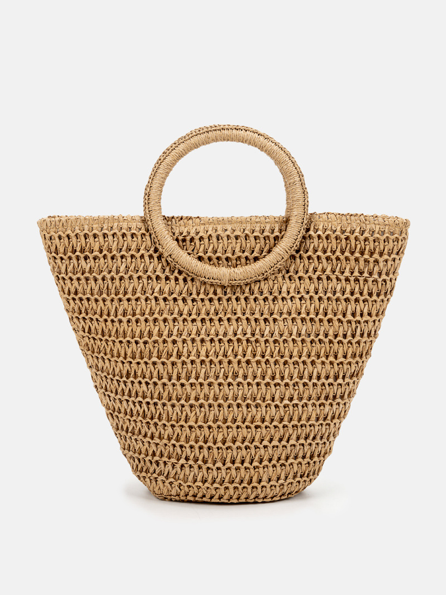 Women's Off-white Shoulder Bag Handbag Straw Large Capacity Woven Bag