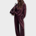 Relaxed Knit Set with High-Neck Sweater and Wide-Leg Pants