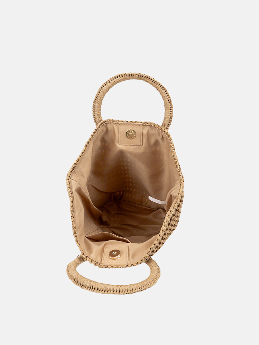 Women's Off-white Shoulder Bag Handbag Straw Large Capacity Woven Bag