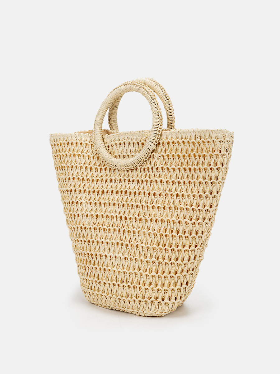 Women's Off-white Shoulder Bag Handbag Straw Large Capacity Woven Bag