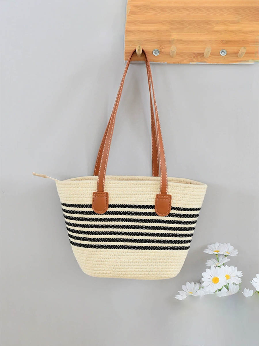 Large Capacity Versatile Single Shoulder Straw Woven Bag Seaside Beach Vacation Bag