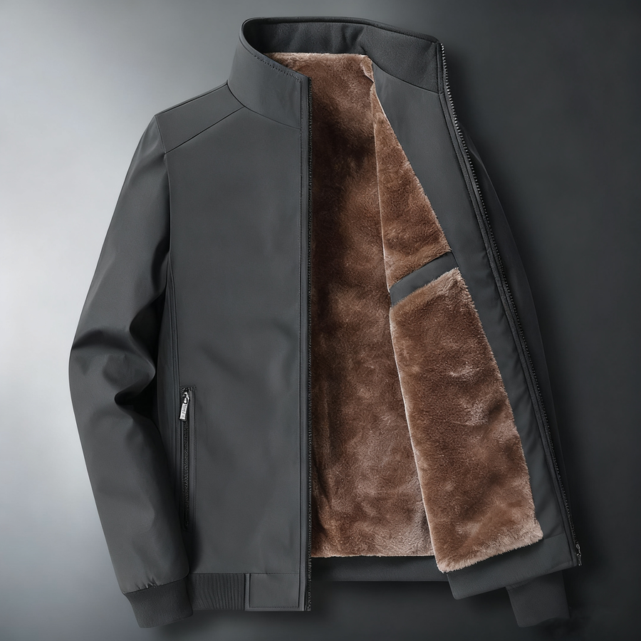 Solid Color Zip Up Thermal Lined Fleece Jacket