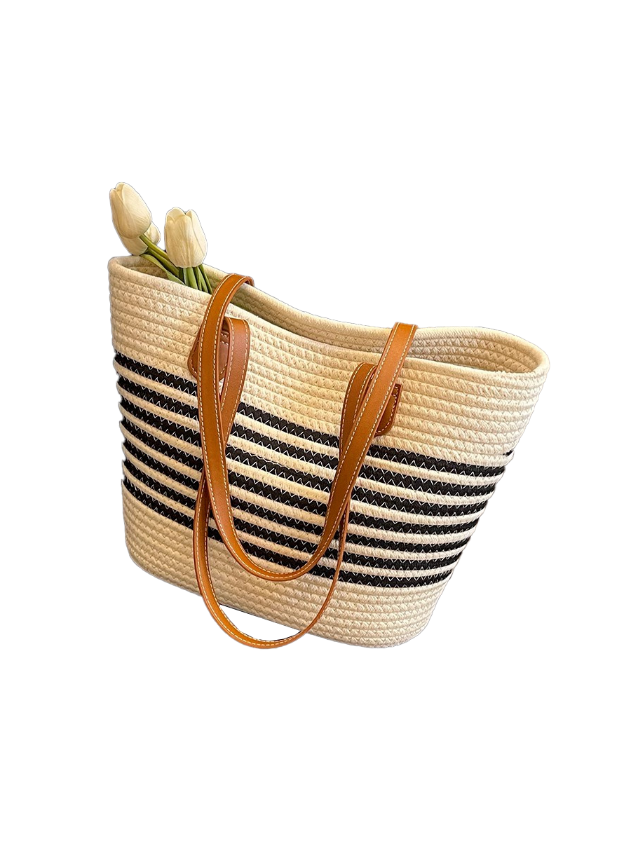 Large Capacity Versatile Single Shoulder Straw Woven Bag Seaside Beach Vacation Bag