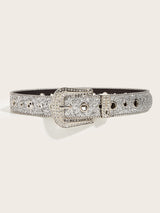 Women's Glamorous Rhinestone - Embellished Buckle Belt