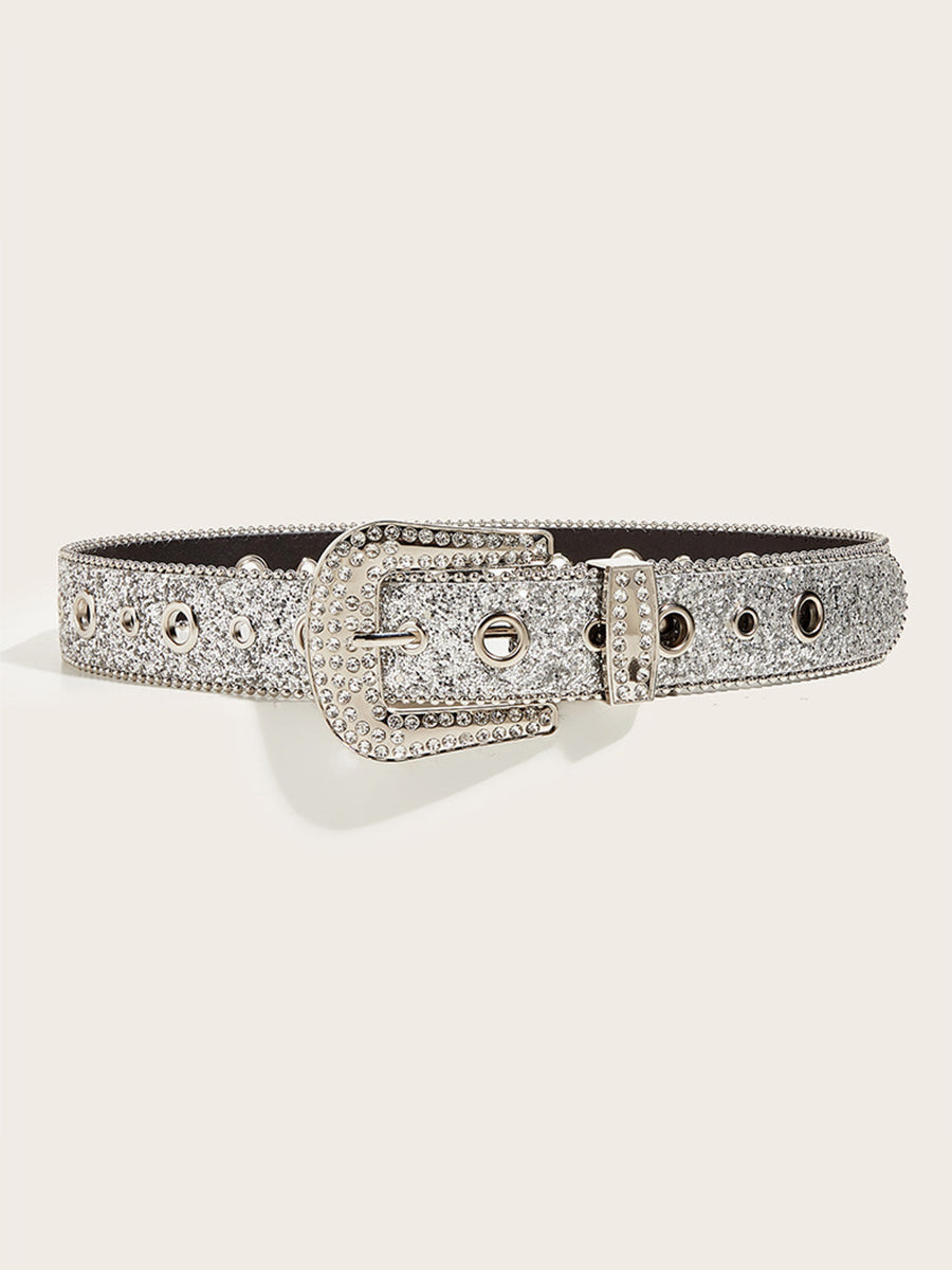 Women's Glamorous Rhinestone - Embellished Buckle Belt