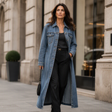 Women’s Casual Longline Button-Up Denim Coat