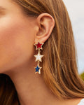 Patriotic Triple Star Drop Earrings