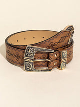 Women's Fashion Western Style Patterned Belt MDA0127H2Y