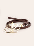 Women's Neutral - Brown Minimalist Leather Geometric Belt