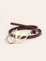 Women's Neutral - Brown Minimalist Leather Geometric Belt
