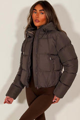 Hooded Puffer Jacket Brown