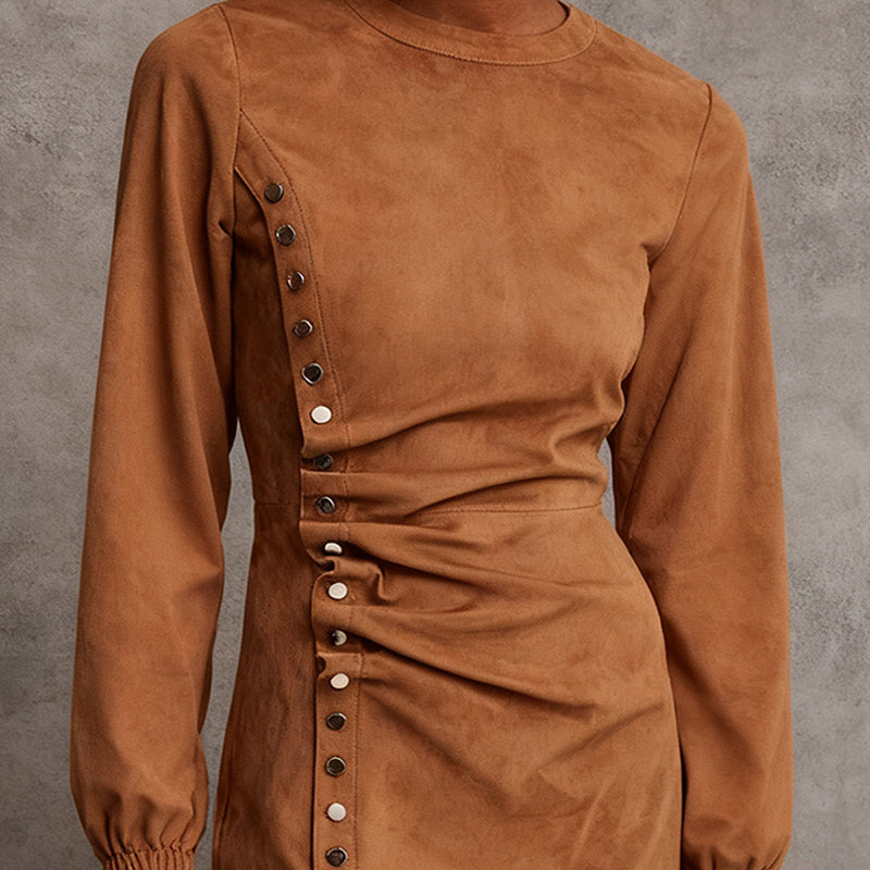 Women's Western Retro Style Autumn And Winter New Suede Dress